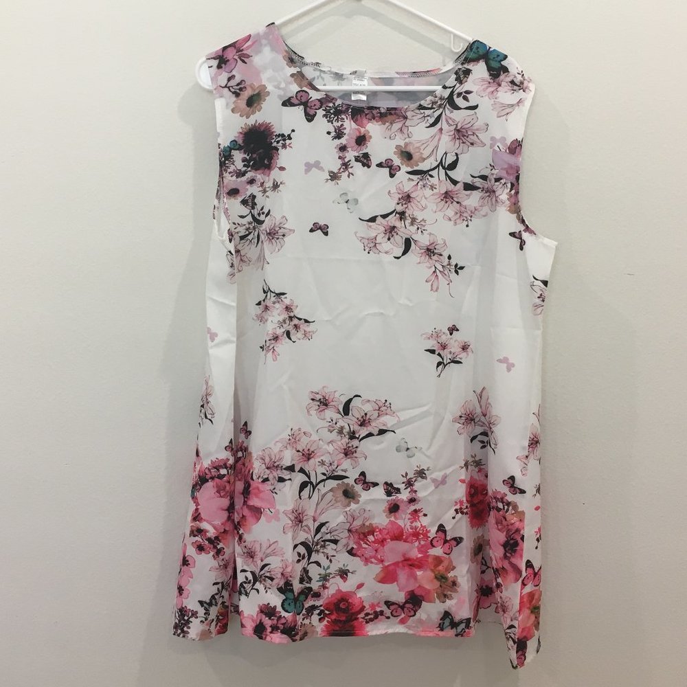 Butterflies Sleeveless Business Casual Summer Blouse Top, 2X NEW